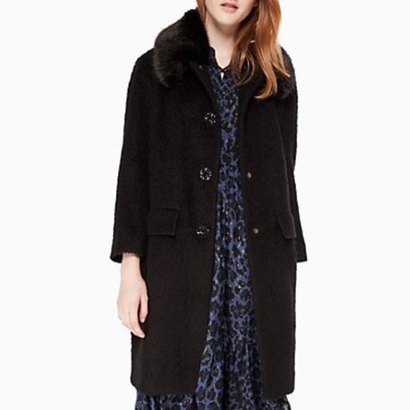 Kate Spade - faux fur/velvet trim coat MSRP $748